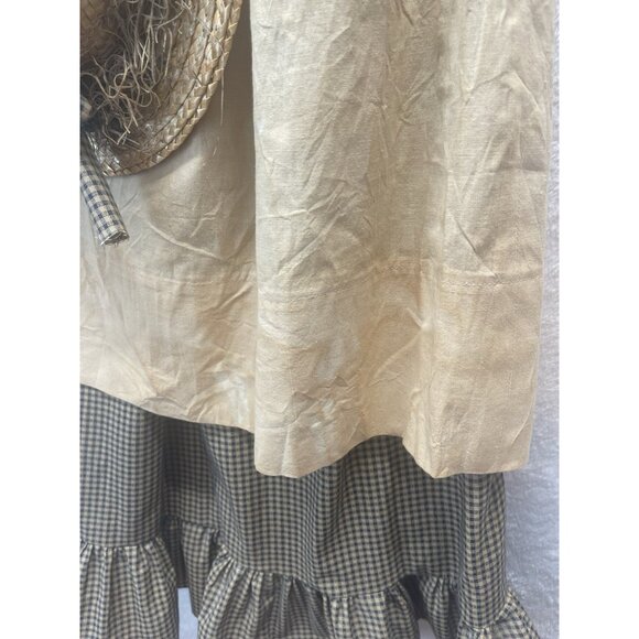 VTG Dress Pinafore Wall Hanging  W/Hat Cottagecore Country Green Gingham - Picture 9 of 13